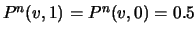 $P^n(v,1)=P^n(v,0)=0.5$